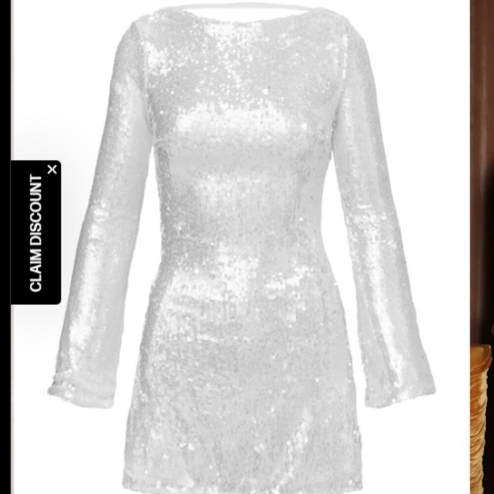 Princess Polly White Sequin Mini Dress